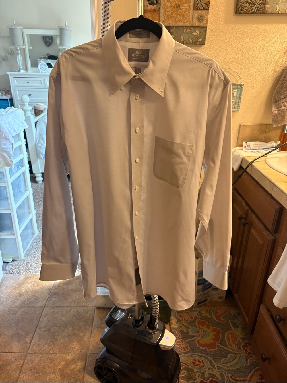 Stafford Beige Button-Down Dress Shirt